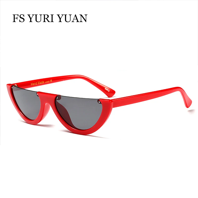 

FS YURI YUAN Cool Small Size Half Frame Cat Eye Sunglasses Women 2017 Fashion HD Brand Designer Sun glasses Vintage Shades UV400