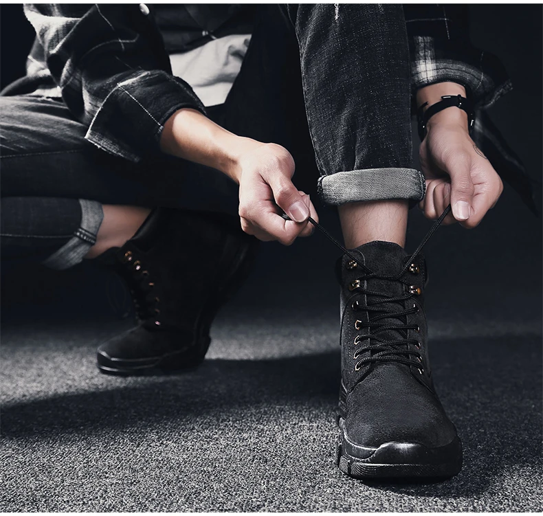 Men's Casual Shoes Motorcycle Boot Winter Tactical Ankle Boots Men Pig Leather Military Boots Men Desert Winter Combat Boot New (7)