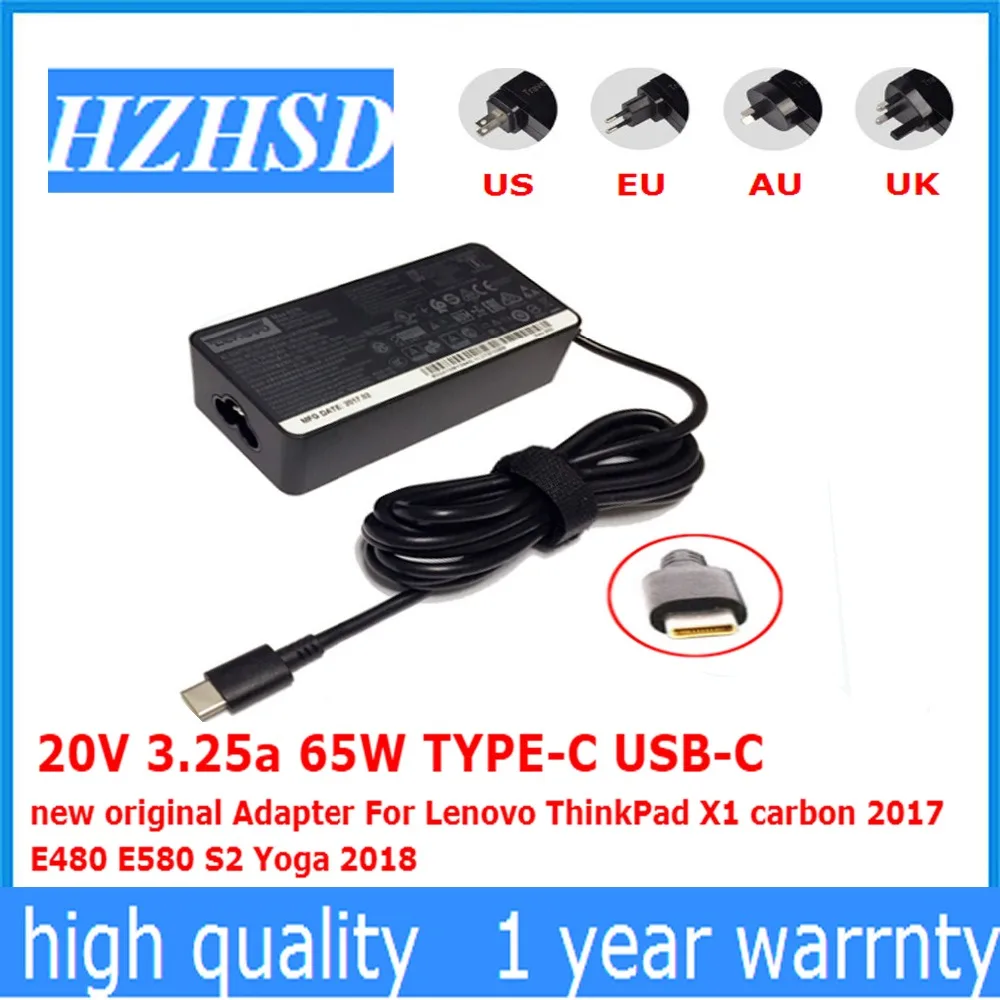 

20V 3.25a 65W TYPE-C USB-C new original Adapter power For Lenovo ThinkPad X1 carbon 2017 E480 E580 S2 Yoga 2018