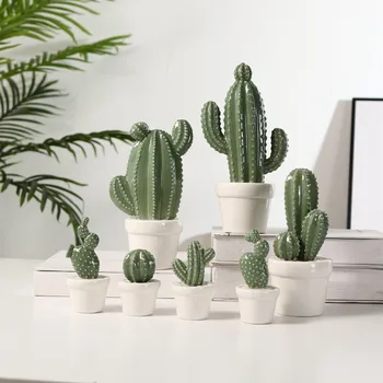 

Modern Creative Ceramic Cactus Home Decorations Green Cactus Plant Ornaments Wedding Gifts Exquisite Crafts Desktop New Decor