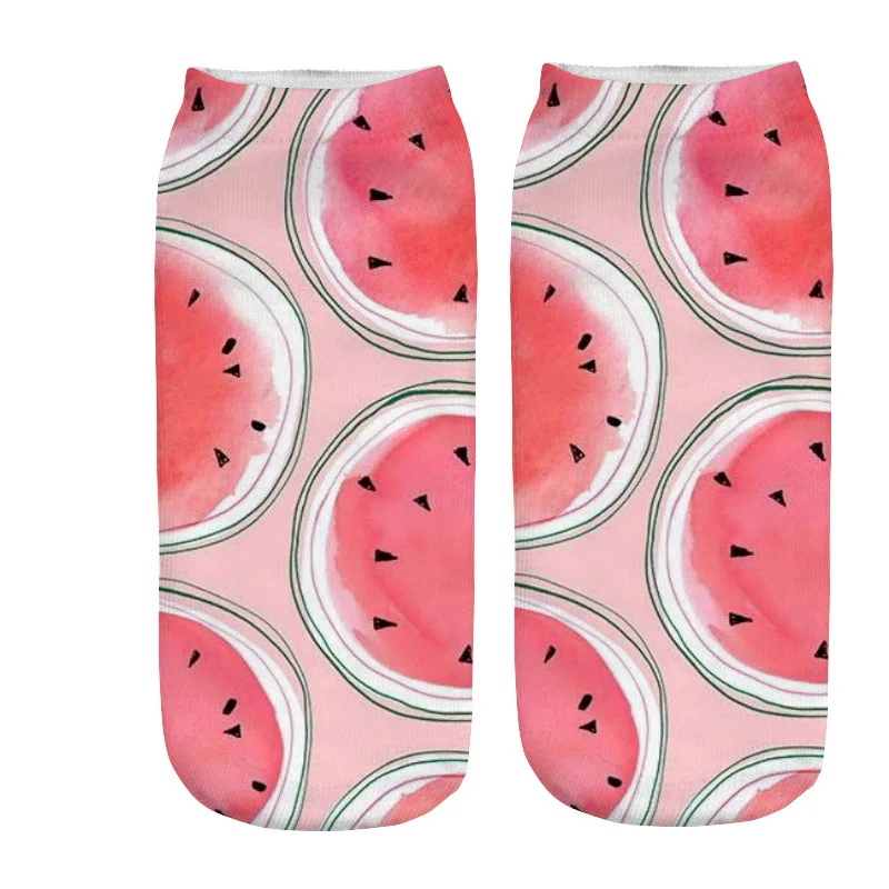 Модные женские носки с 3D принтом; креативные носки с фруктами; Kawaii; Короткие хлопковые короткие носки; забавные милые повседневные носки; подарки для девочек
