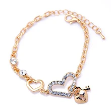 Heart Shape Charm Bracelets Jewelry for Women Fashion Chain Link Bracelet with Crystal