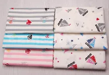 Zy diyかなり6デザイン24 × 25センチグレーピンクブルーストライプオーシャン船100%コットンツイル綿生地バンドル用sewling人形布