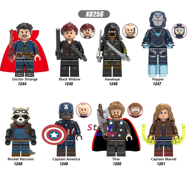 

Single Marvel Avengers Endgame Doctor Strange Black Widow Hawkeye Pepper Captain America Thor Figure building blocks Kids Toys