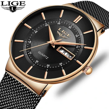 

Mens Watches LIGE Top Brand Luxury Waterproof Ultra Thin Date Clock Male Steel Strap Casual Quartz Watch Men Sports Wrist Watch