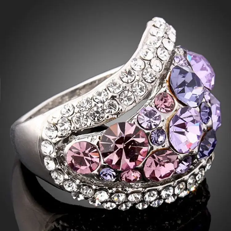 Новинка лета, инкрустированное сердце, Кристалл из Swarovski, кольцо для женщин, мода 925, ювелирные изделия, кольца