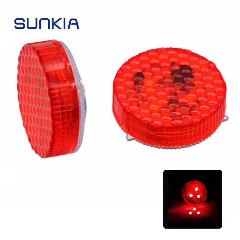

SUNKIA 2pcs/set LED Strobe Button Warning Light Door Light for Universal Car with Battery Already Wiress Warning Signal Light