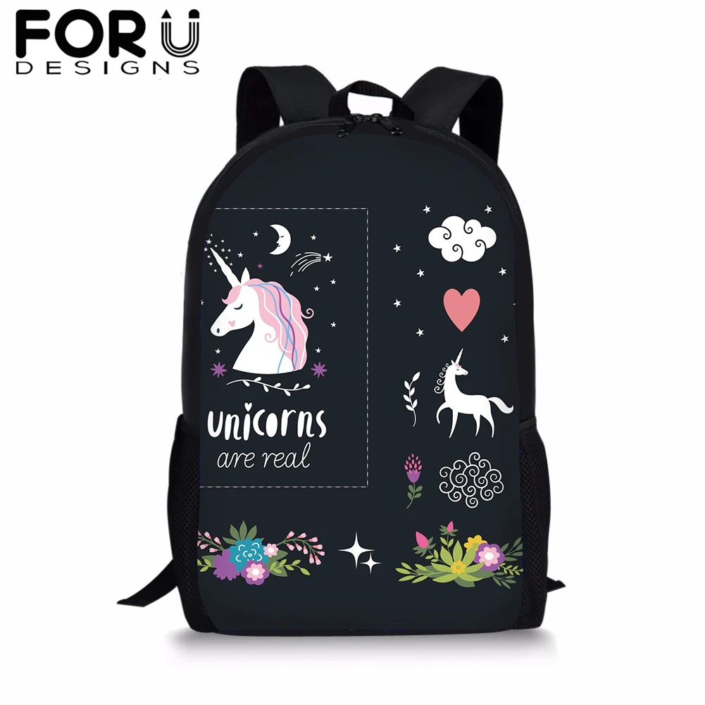 

Cartoon Unicorn Pegasus 3D Printing School Backpack for Students Girls Boy Bookbag Baby Kids Black Cute Orthopedic Backpack