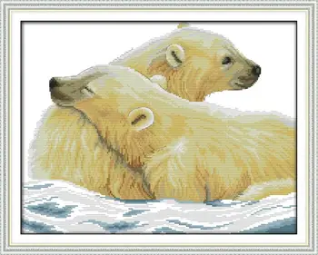 

Products for crafts Polar bear and his cub DIY Needlework counted Cross Stitch Kits 14CT for Beads Embroidery Knitting Needles