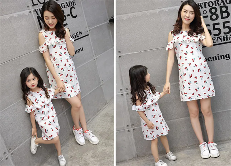 Платье «Мама и я»; милые летние хлопковые платья с короткими рукавами; одежда для мамы и дочки; одинаковые комплекты для семьи; H0845