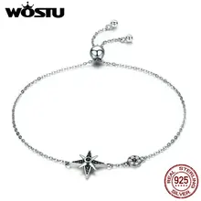 WOSTU новая Мода 925 пробы серебряная звезда свет цепь браслет ювелирные изделия для Для женщин Модный браслет S925 Серебряные ювелирные изделия подарок DXB060