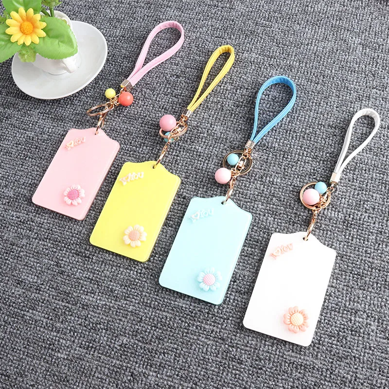 

1Pcs Creative Acrylic Lovely Keychain Keyring ID Badge Case Clear Pattern Student Nurse Bank Credit Card Holders Badge Holders
