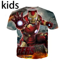 Модная футболка Детская уличная футболка с 3d принтом «Железный человек» для мужчин и женщин детская одежда «мстители» в стиле Харадзюку» короткий рукав E684