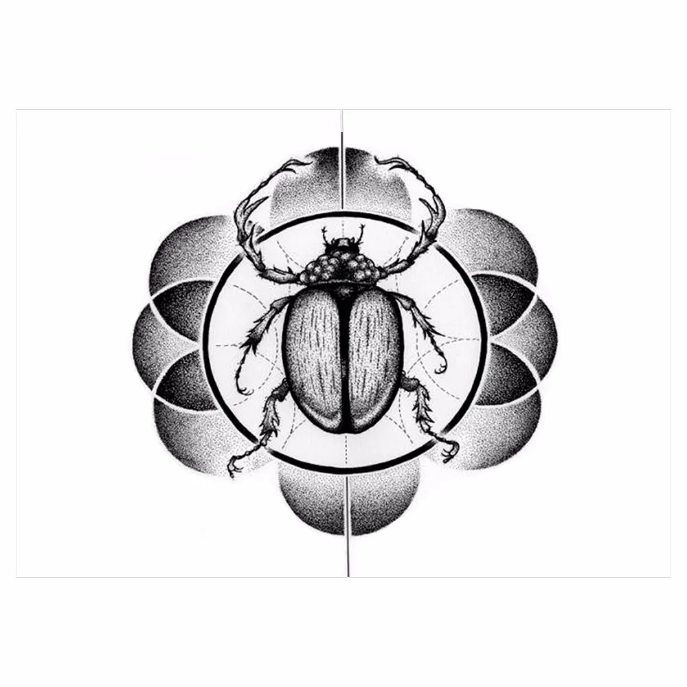 1pc Waterproof Temporary Tattoo Sticker for Cool Women Men Body Art KM-008 Scarab Insect Flower Decal Design Inspired Tattoo Hot (2)