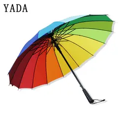 YADA 16 к радуга большой женский зонтик с длинной ручкой автоматические зонты для мужчин сильный непромокаемый зонтик Зонт от дождя и солнца
