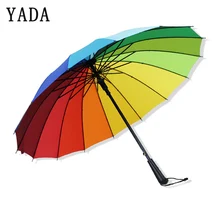 Cheap YADA 16K Rainbow Large Women Umbrella Long-handle Automatic Umbrellas For Men Strong Rainproof Parasol Rain Sun Umbrella YD124