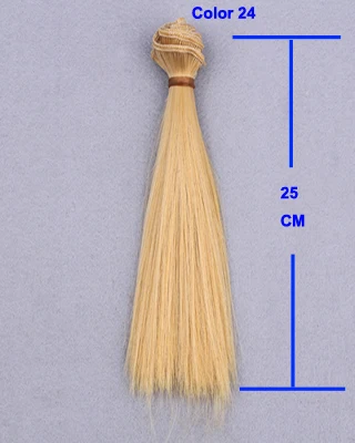 1pcs 25cm length long straight hair natrual blue green purple yellow color thick 1/3 /1/4 1/6 bjd wigs doll hair