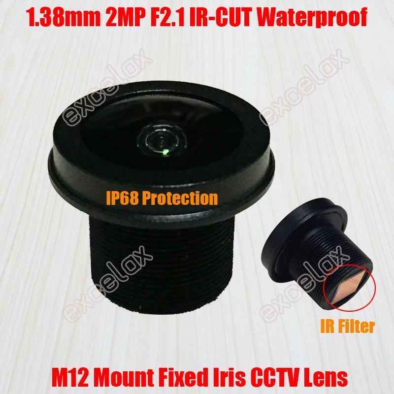 2MP 1,38 мм широкий угол обзора IP68 Водонепроницаемый F2.1 M12 крепление CCTV ИК фильтр MTV плата объектива для аналоговой ip-камеры от Excelax