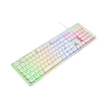 

L1 104 keys Gaming Keyboard Colorful Crack LED Illuminated Backlit USB Wired PC Rainbow Keyboard High Quality Keypad Black L0316