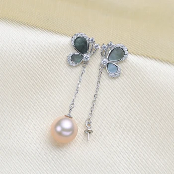 

Fashion&Butterfly Pearl Pendant Holder S925 Sterling Silver Earrings Jewelry Findings&Components Handmade DIY Accessory 3Pairs