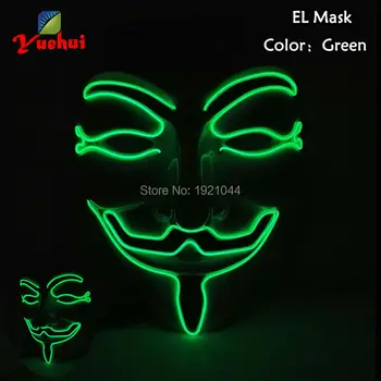 

For Christmas decoration EL Glowing Product EL Wire Mask Handmade Flashing Mask Powered by 2pieces AAA batteries
