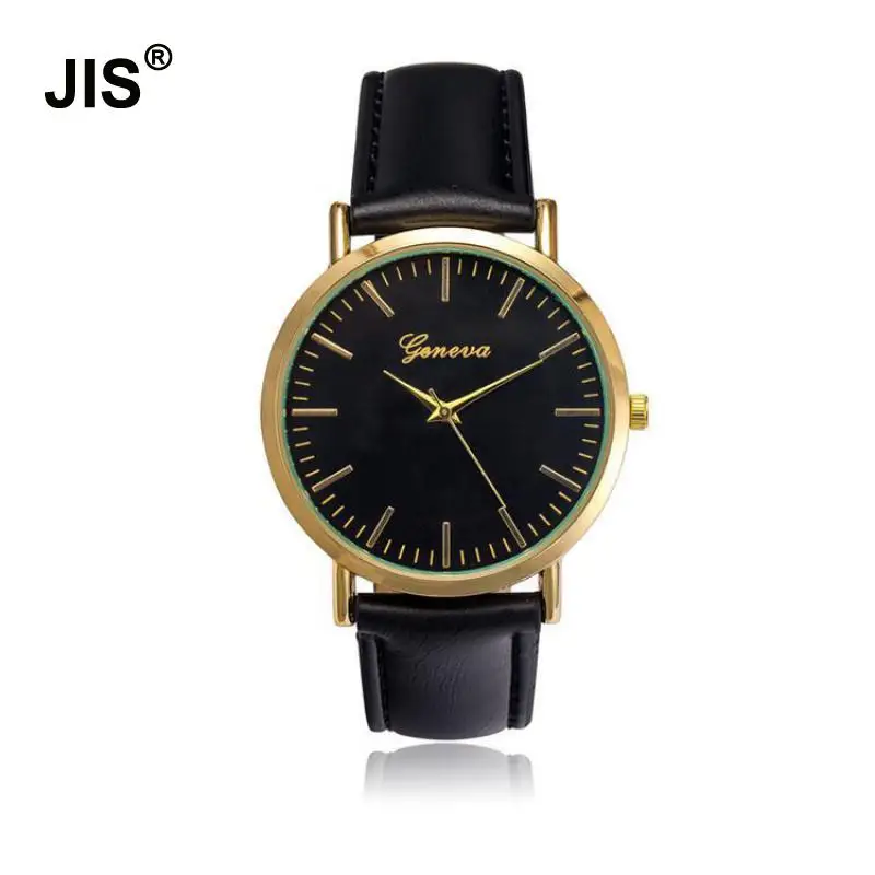 

Luxury Geneva Gold Dress Leather Round Dial Analog Wrist Watch Wristwatches for Men Male Black Brown
