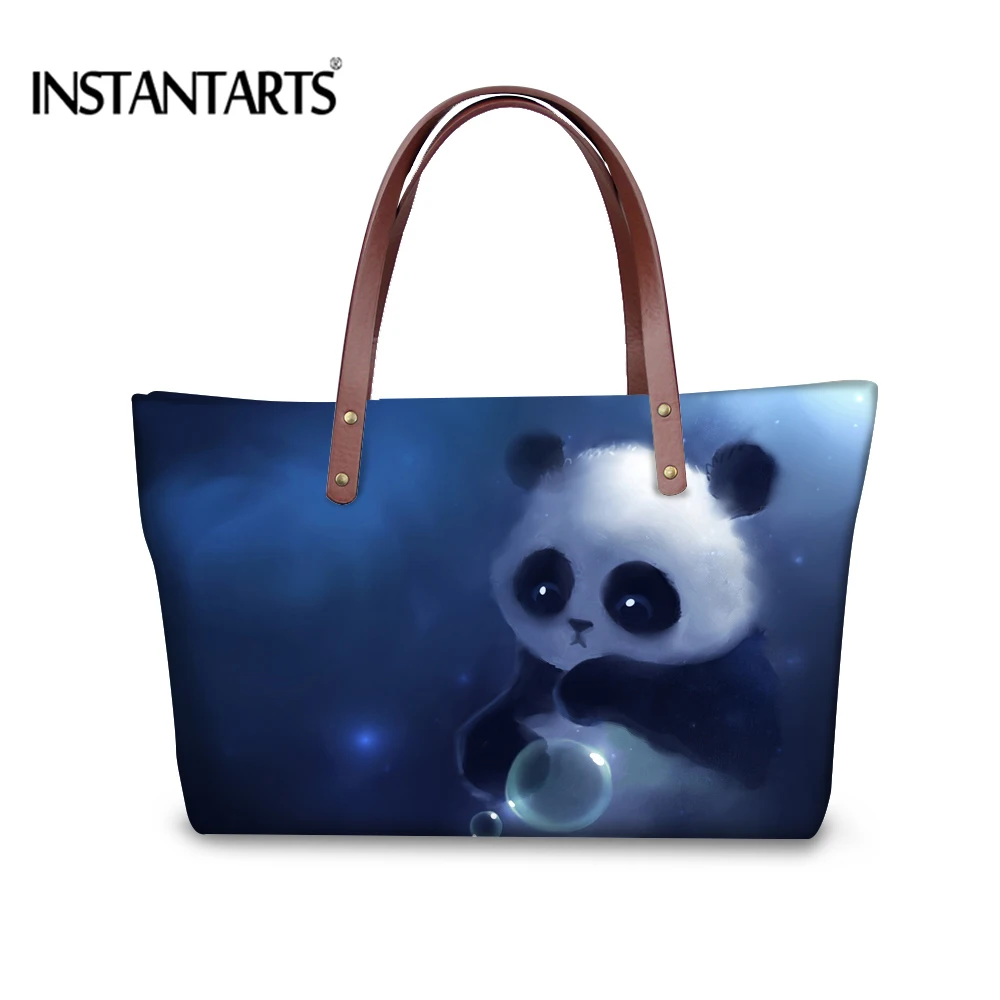 Instantarts كول الحيوان الباندا الطباعة نساء حقائب التسوق المراهنات حقيبة ماركة أزياء السيدات تصميم الأعلى مقبض حقائب السفر Instantarts كول الحيوان الباندا الطباعة نساء حقائب التسوق المراهنات حقيبة ماركة أزياء السيدات تصميم الأعلى مقبض حقائب السفر