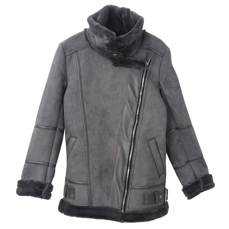 Женская зимняя куртка из овечьей шерсти, модная короткая замшевая хлопковая куртка, женские парки, Женская мотоциклетная куртка, теплое пальто C4945