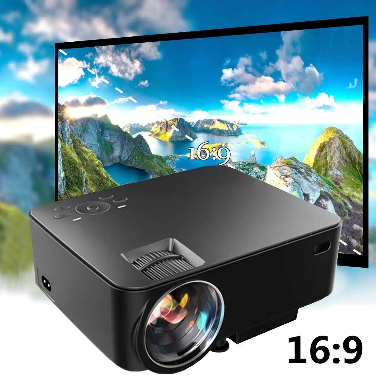 7000Lumens 1080P Full HD LED Portable Projector Home Theater Cinema Multimedia AV VGA USB with Remote Control