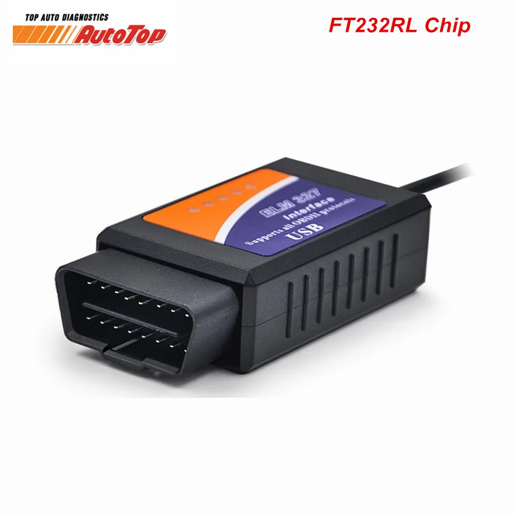 Лучший ELM327 FTDI FT232RL ODB 2 ELM 327 USB V1.5 OBD2 сканер EML Автосканер с функциями ODB2