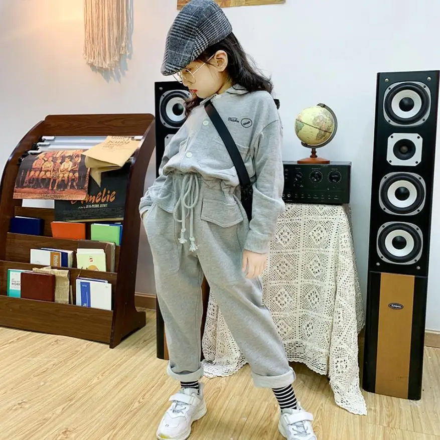 

Girls baby overalls 2019 spring autumn new long sleeve elastic waist One-piece clothes jumpsuits children sport clothes ws875