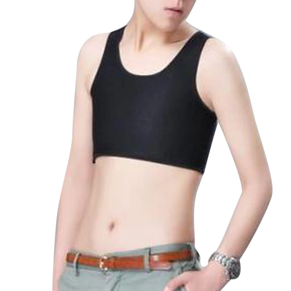 black Женская дышащая плоская компрессионная грудь сплошной цвет короткий жилет тонкий для лета FS99 - Цвет: black
