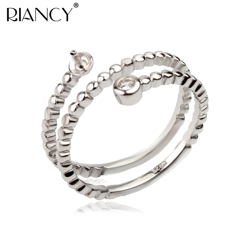 

Fashion 925 Sterling Silver Rings Holder Women DIY Rings Natural Freshwater Pearl Jewelry Rings Accessories