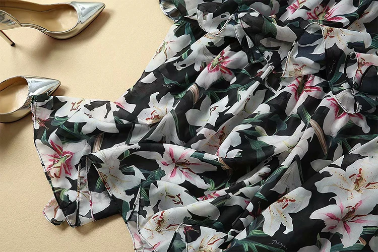 VERDEJULIAY Runway Maxi XXL женское платье летнее высококачественное новое модное длинное платье с цветочным принтом и бантом с оборками
