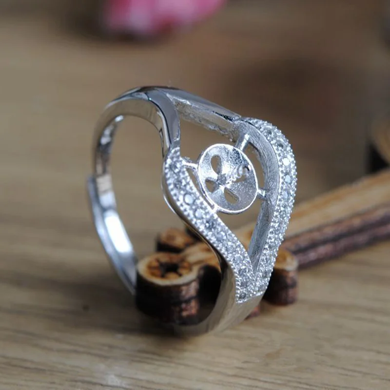 Genuine real S925 Sterling Silver Rings Settings Style Double pearl