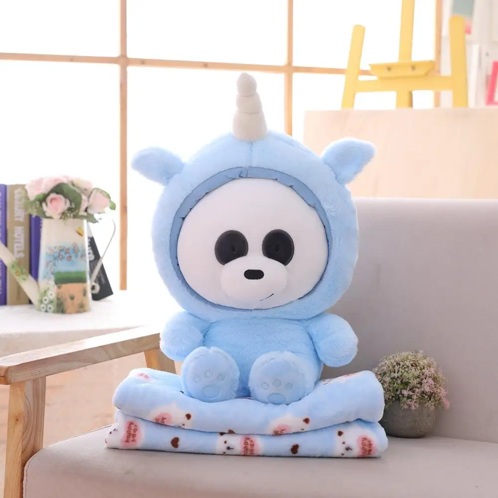 

New 60cm Cute Panda Turn to Unicorn Plush Toy&Blanket Soft Stuffed Kawaii Animal Doll Nap Pillow Home Decor for Kids Girls Gifts