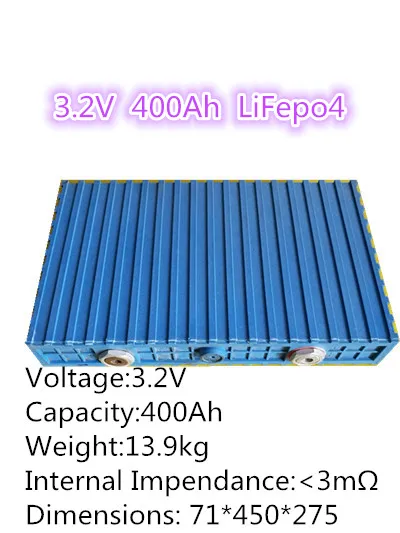 

High Quality rechargeable 3.2V 400Ah LiFePO4 Battery for EV HEV energy storage system backup system UPS Communication system