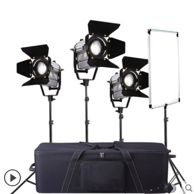 Фон для фотосъемки из 3 предметов 150W с затемнением светодиодный для видеосъемки в студии Fresnel Spot светильник с Беспроводной пульт дистанционного управления+ светильник подставка для батареи+ сумка+ флаг отражатель