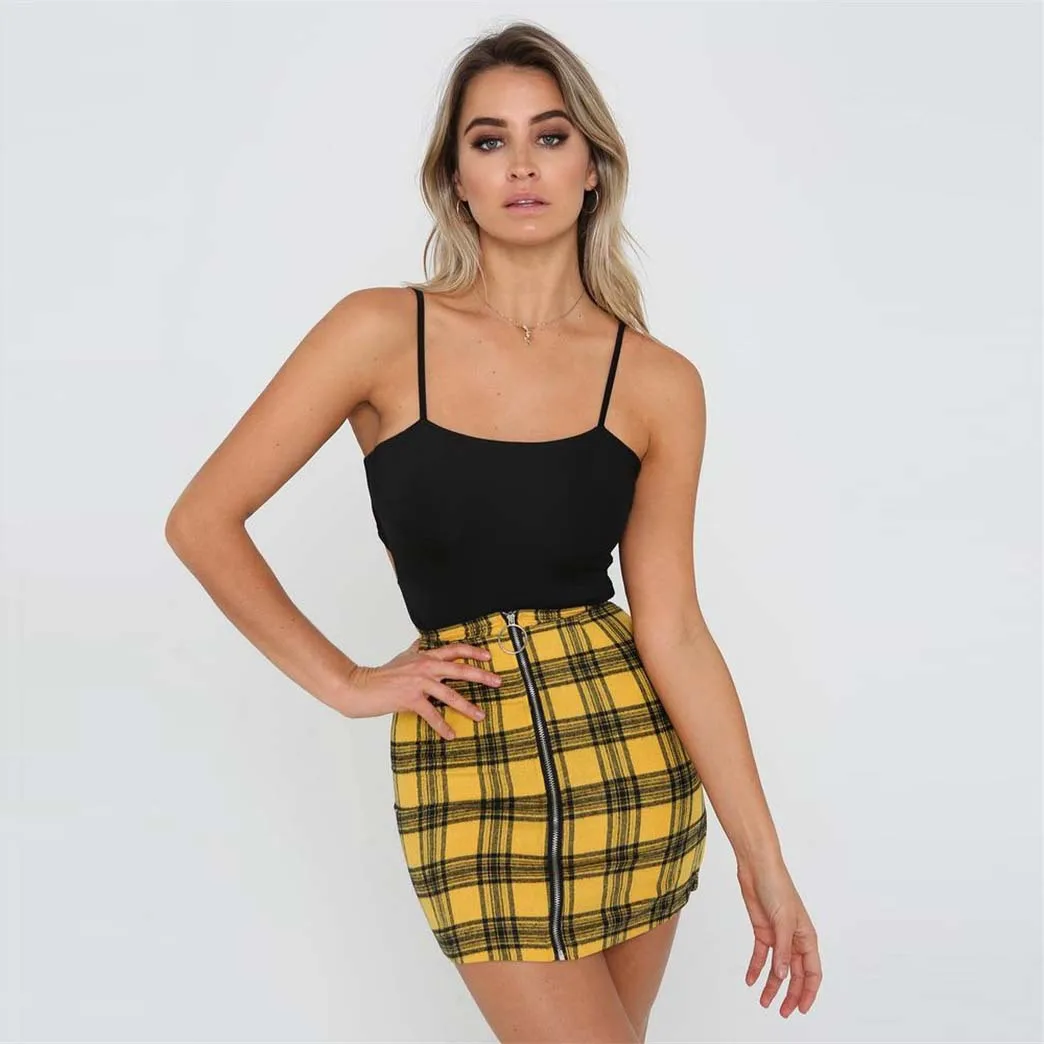 RSQ Womens Dual-Buckle Plaid Skirt