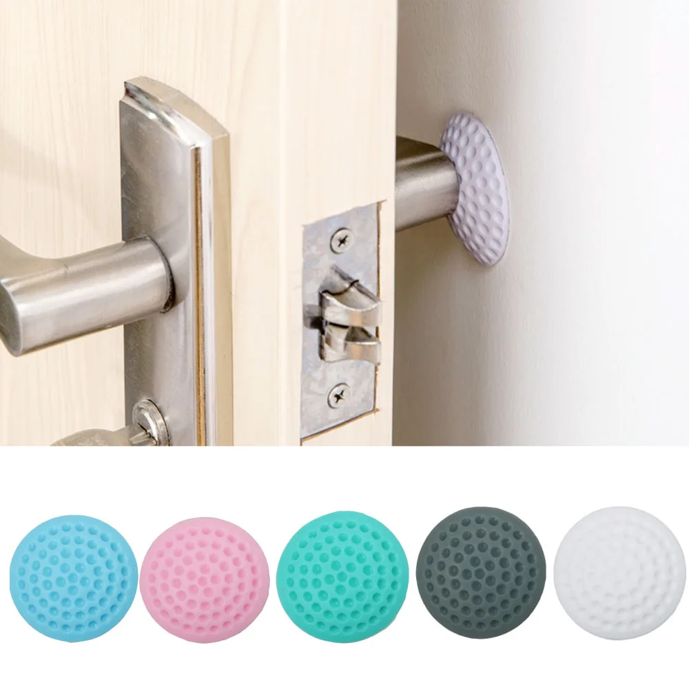 

4Pcs Colorful Rubber Useful Practical Door Handle Bumper Guard Stopper Self Adhesive Wall Protectors Crash Pad 2019 New Dropship