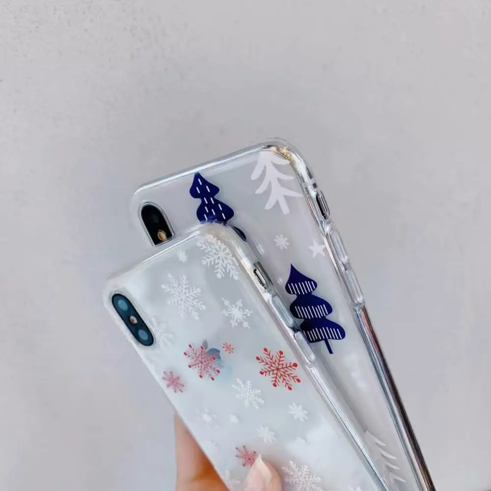 (3)_JONSNOW Painted Case for iPhone 8 7 7 Plus 6 6s Plus Christmas Tree Snowflake Soft Silicone Phone Cover for iPhone X XR XS Max