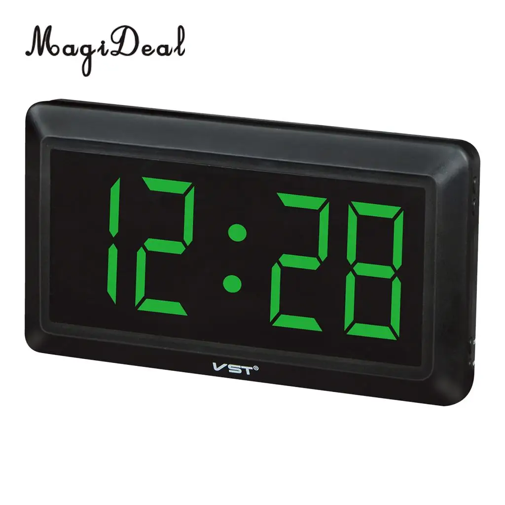 Practical Table Desk Clock Wall Digital LED Clock 24 Hour Display with AAA Backup Battery Memory Function EU Plug
