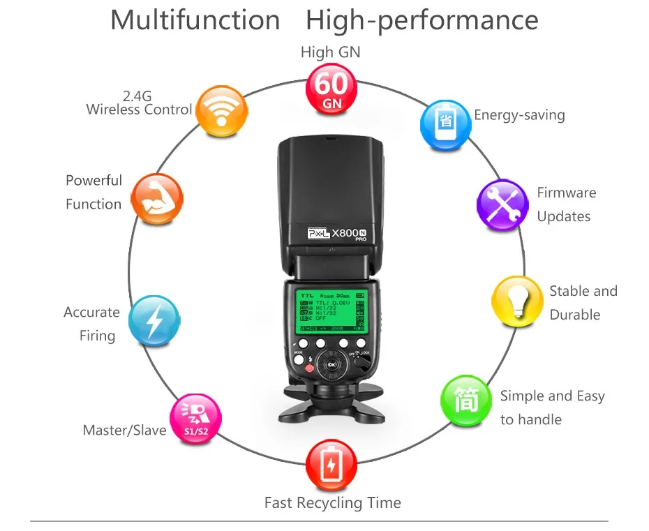 Pixel X800N Pro Flash speed lite для Nikon D7100 D5300 D3100 D700 D90 D750 ITTL HSS Высокоскоростная синхронизация Внешняя вспышка PK JY-680A