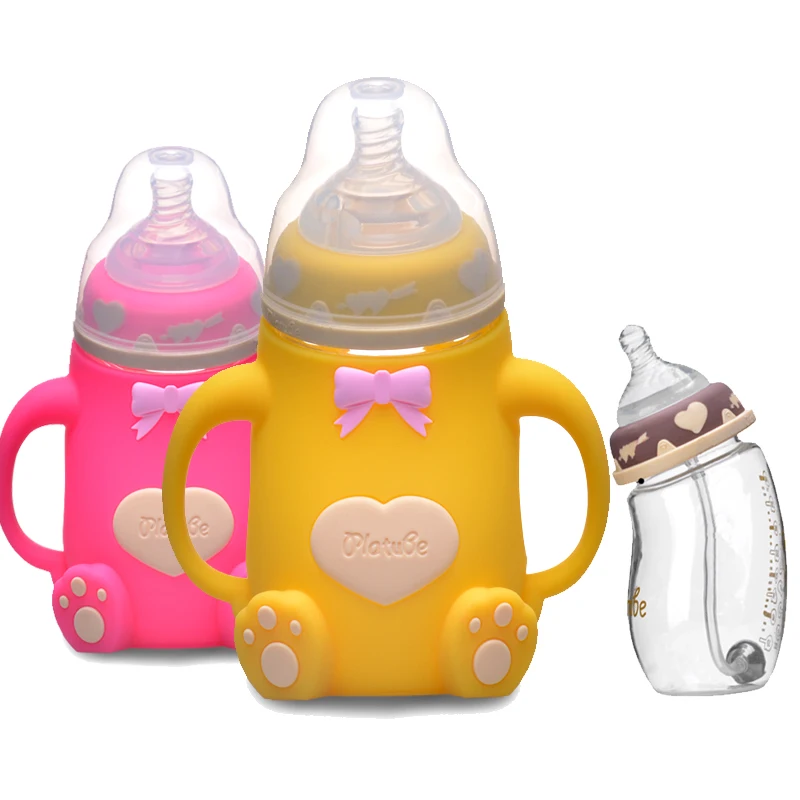 240ML Baby Feeding Bottles High Borosilicate Glass Arc Type Anti