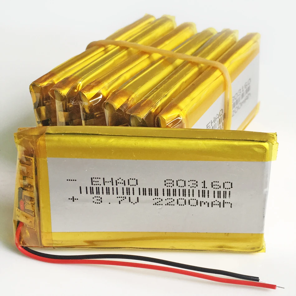 

10 pcs 3.7V 2200mAh Polymer Lithium Li-Po Rechargeable Battery 803160 For GPS PSP PAD DVD Power bank E-Books camera Speaker PDA