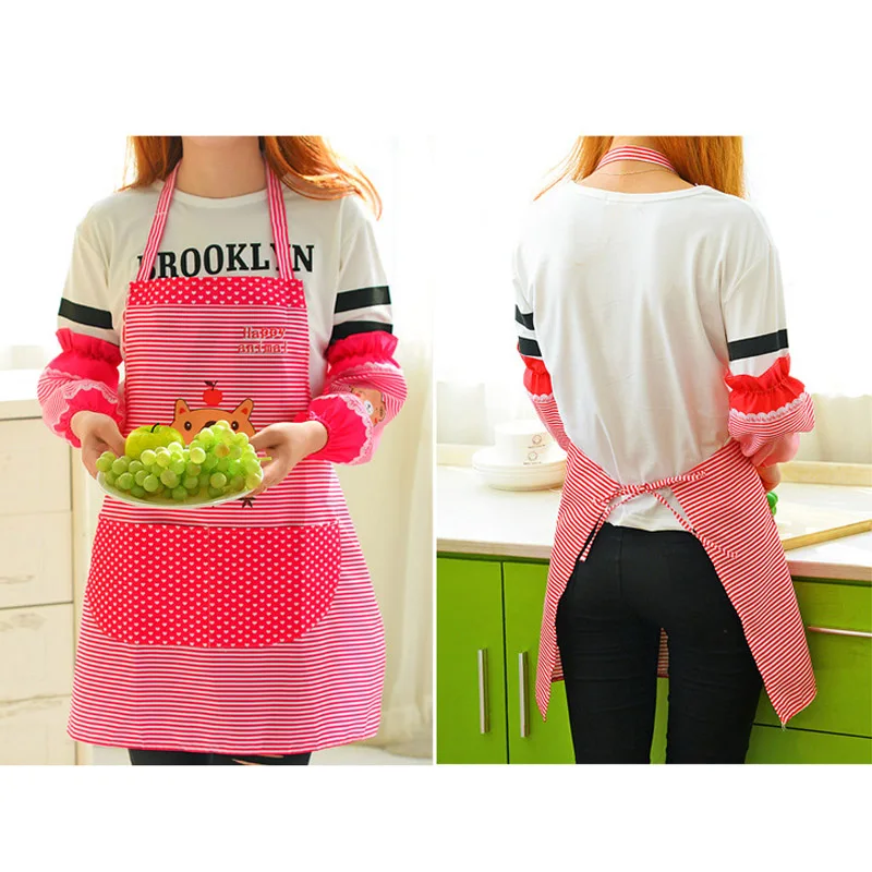 Apron Over Arm Sleeves Set Women Kitchen Cooking Bib Aprons with