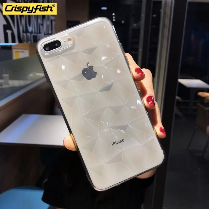 Crispyfish Роскошный Блестящий Бриллиант чехол для телефона для iPhone 6 6s 7 8 plus X Xs XR Xs Max Прозрачный Мягкий ТПУ силиконовый чехол