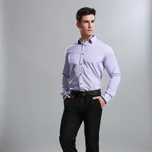 Новые хлопковые Для мужчин платье рубашка Повседневное одноцветное рубашка с длинными рукавами Включите воротник мужской одежды Бизнес Формальные Slim Fit Camiseta Masculina