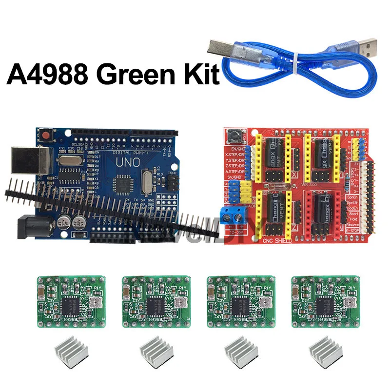 Плата расширения для ЧПУ щит V3 V3.0 + UNO R3 с usb Arduino 4 шт. Драйвер шагового двигателя