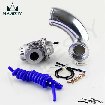 

SQV Blow Off Valve BOV III 3+2 3/8" 60mm 90 degree Flange Pipe + BK vacuum Hose kit SILVER